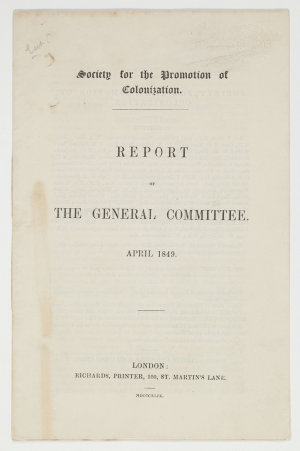 Report of the Society for Promotion of Colonization.