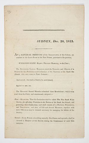Sydney, Dec. 20, 1813 : At a general meeting of the inh...