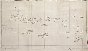 Chart of the South Pacifick Ocean, pointing out the dis...