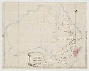 Map of Australia shewing the routes taken by Sir T.L. M...