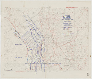 Becelaere [cartographic material] : secret, army barrage map (second phase), September 1917 / Field Survey Co.