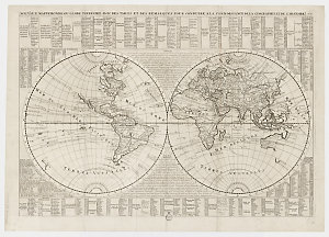 Nouveaux mappemonde ou globe terrestre [cartographic material] : avec tables et des remarques pour conduire a la connoissance de la geographie et de l'histoire.