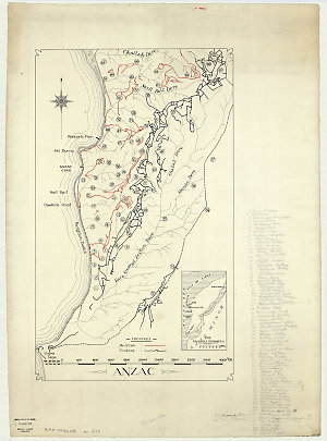 [ANZAC map of Gallipoli [cartographic material] : showing terrain and ternches from Chailak Dere to Gaba Tepe]