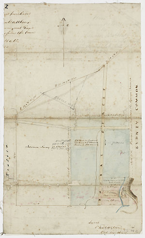 Plan shewing the land purchased by W. Mathews ... [from...