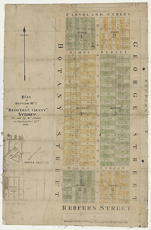 Plan of section 1 of Redfern's grant for sale by Mr. St...