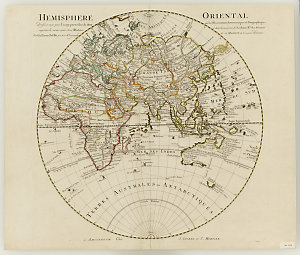Hemisphere oriental, dresse en 1720, pour l'usage du roy, sur les observations astronomiques et geographiques ... et dans les memoires de l'Academie Rl. des Sciences [cartographic material] / par Guillaume Delisle.