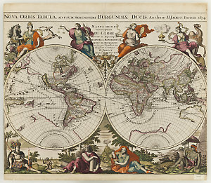 Mappemonde ou description du globe terrestre & aquatique [cartographic material] / H. Jaillot.