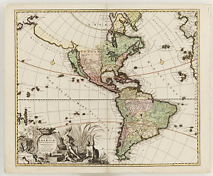 Recentissima novi orbis sive Americae septentrioalis et meridionalis tabula [cartographic material] / ex officina Caroli Allard.