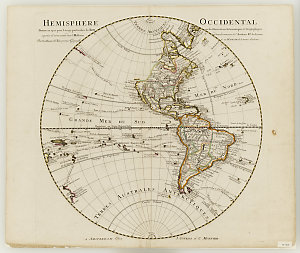 Hemisphere occidental, dresse en 1720, pour l'usage du roy, sur les observations astronomiques et geographiques ... et dans les memoires de l'Academie Rl. des Sciences [cartographic material] / par Guillaume Delisle.