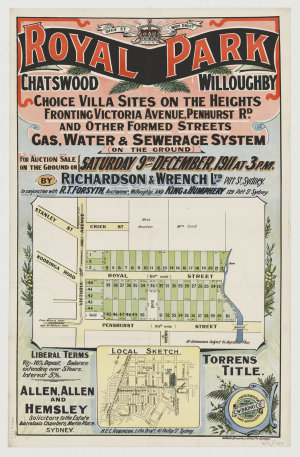 Royal Park Chatswood [cartographic material] : choice villa sites / by Richardson & Wrench.