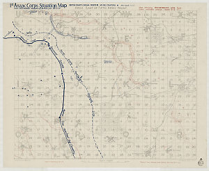 1st Anzac Corps situation map, from information received up to 8.30 p.m. 26.3.17 [cartographic material] : map showing Hindenburg Line from latest available photos (dated 6-3-17) / 5th Field Survey Co. R.E. ; No. 4 Advanced Section A.P. & S.S.