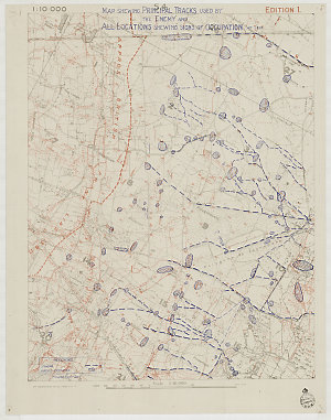 Map shewing principal tracks used by the enemy and all locations shewing signs of occupation at 1.9.17 [cartographic material] / 1st ANZAC Topo. Sect. ; 5th Field Survey Coy. R.E.