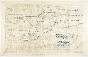 Australian Corps administrative map 22.9.18 [cartographic material] : Aust Corps water supply / Corps Topo. Section.