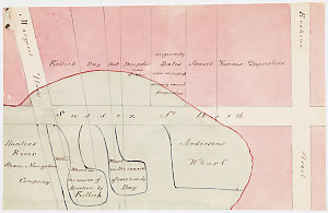 [Sketch of the wharves carried out from the premises of...