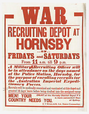 War [picture] : Recruiting depot at Hornsby.