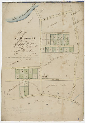 Plan of allotments of the original Gipps Town to be sol...