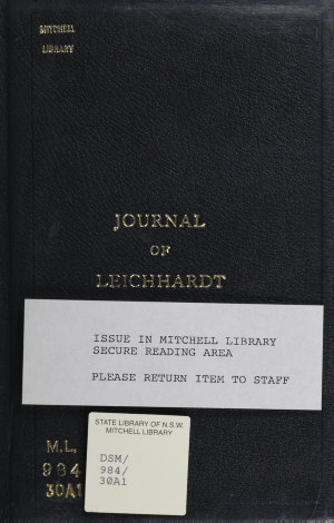 Journal of Dr. Ludwig Leichhardt's overland expedition ...
