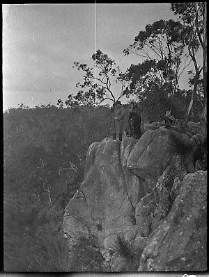 Perier party admire the view from a rocky outcrop