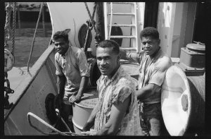 Item 35: Tribune negatives including dock workers, 1964