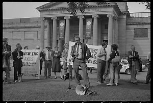 Item 42: Tribune negatives of demonstration against Dep...