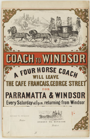 A coach to Windsor / poster and ticket for four horse c...