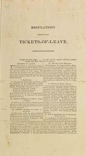 Regulations respecting tickets of leave.