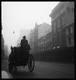 File 08: Cab in misty George St, [1935] / photographed ...