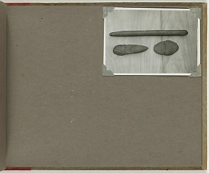 Album 04: [Stone tools, cylcons, paddles from New South Wales, Victoria and New Zealand], ca. 1930-1944 / possibly photographed by Lindsay Black