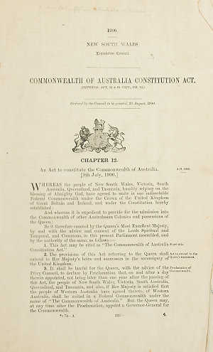 The Commonwealth of Australia Constitution Act, 63 & 64...