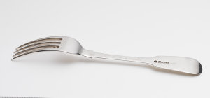 Item 02: HMS Herald tablespoon and table fork engraved ...
