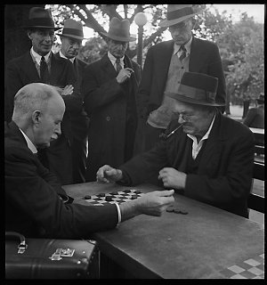 File 57: Men playing drafts [draughts] in parks, [1930s...