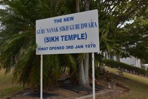 Item 11: Guru Nanak Sikh Gurudwara, Sikh Temple sign, W...