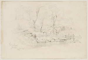 Album of pencil sketches and lithographs, ca. 1836-1859...