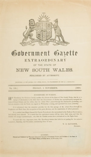 Government gazette extraordinary of the State of New So...