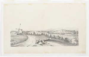 Camden village, Sydney in 1842, showing Kirkham windmil...