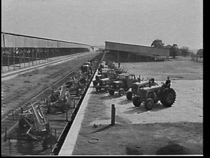 Entraining Chamberlain tractors at Lidcombe