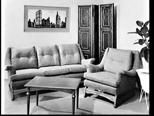 Pacific lounge suites exhibit, Furniture Show 1967, Syd...