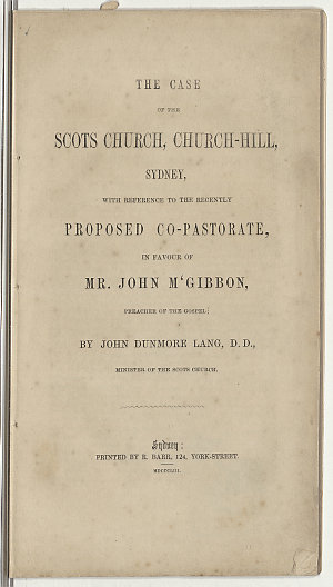The case of the Scots Church, Church-Hill, Sydney, with...