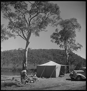 File 11: Camping scene at Narrabeen, shows David Moore,...