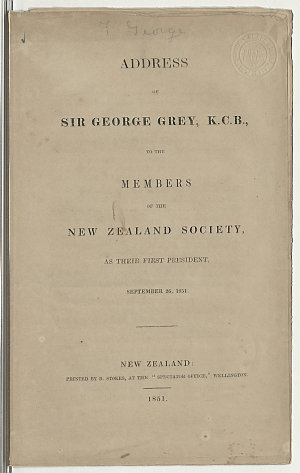 Address of Sir George Grey, K.C.B., to the members of t...