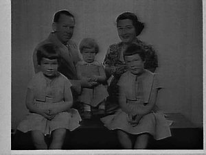 Studio portrait of Pat O'Rourke and family
