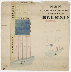 Plan of 12 valuable allotments situated at Balmain [car...