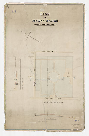 Plan of Newtown Cemetery showing levels and drains [car...