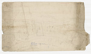 [Manuscript map of allotments of land on either side of...