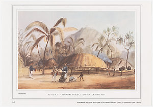 Village at Chaumoht Island, Louisiade Archipelago, 1849...