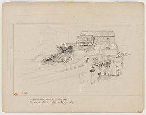 Unfinished study for etching, Boatsheds, Mosman. [A vie...