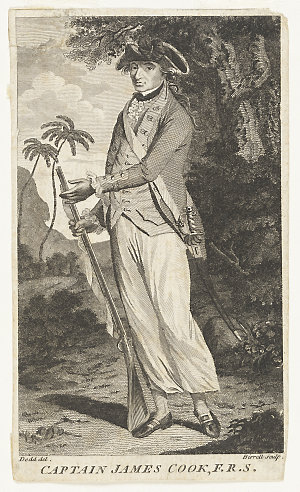 Portrait of Captain James Cook, F.R.S. / drawn by Dodd, engraved by Birrell
