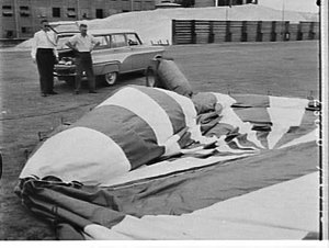 Inflating an air tent at the Imperial Chemical Industri...