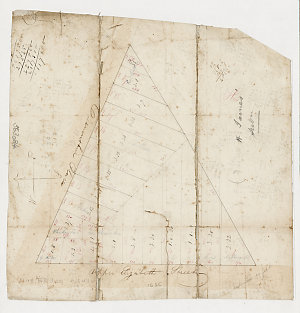 [Manuscript cadastral map of H. James' land, Strawberry...