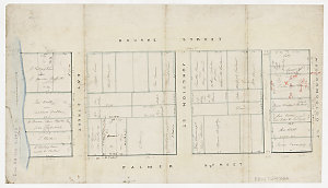 [Map of allotments along Bourke Street, Palmer Street, ...